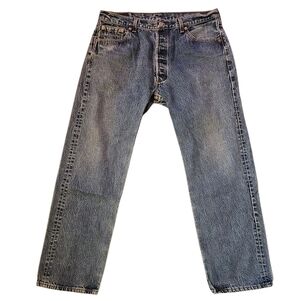 LEVI'S Vintage 1996 501xx Medium Blue Wash Button Fly Denim Jeans 38x33 M3